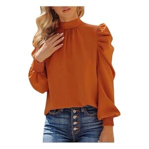 Women's Orange Puff Sleeve Top NWT size Large
